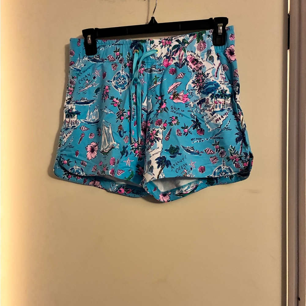 NWT Lilly Pulitzer 5” Kylar Knit Terry Short *Amalfi Blue Lilly’s Roadtrip*
